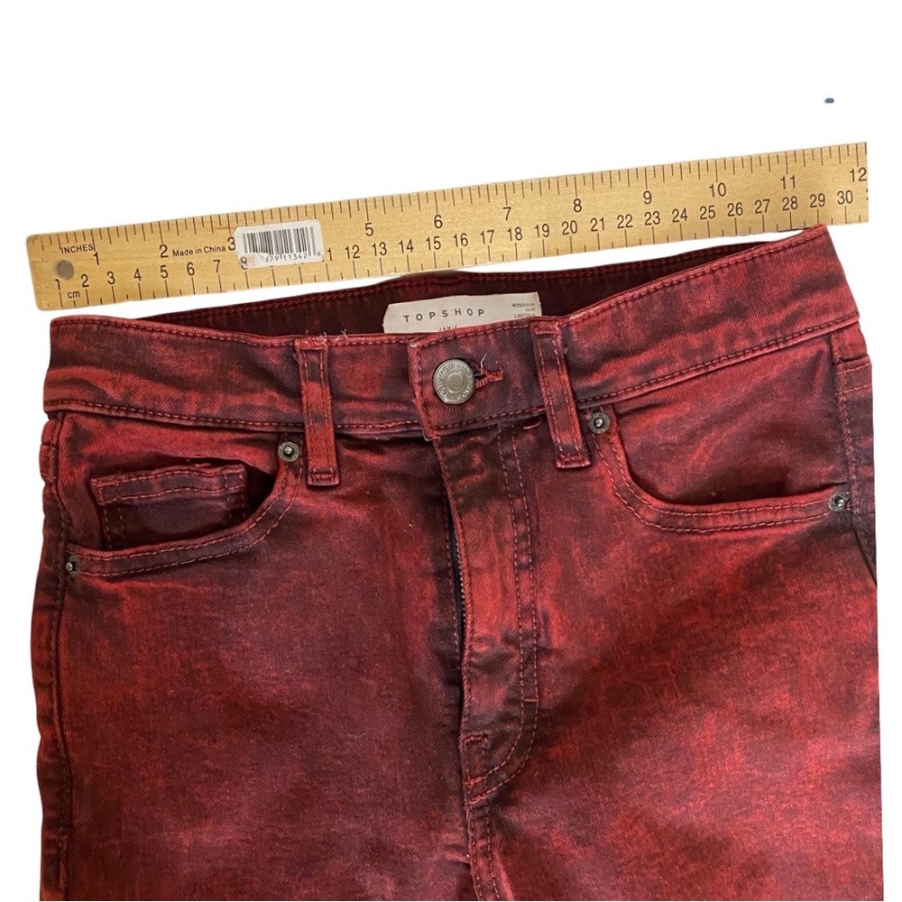 TOPSHOP JAIME- high waist Red Acid Wash Skinny jeans - Picture 12 of 13